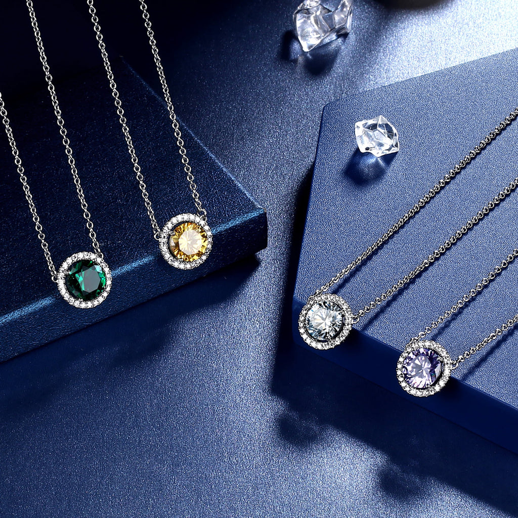 May Birthstone Necklaces Silver Plated round Shape Pendant Green Birthstone Necklace Jewelry Birthday Gifts for Men and Women