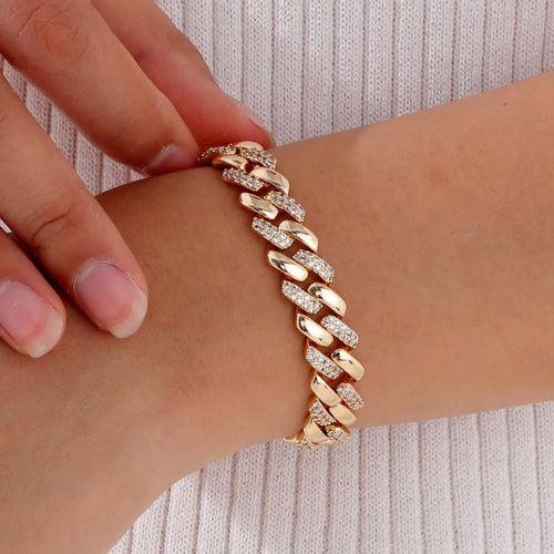 14K Gold Plated Bracelets for Women Cubic Zircon Womens Tennis Bracelet, Non Tarnish Trendy Link Chain Bracelets Jewelry Gifts for Mom Wife Girlfriend, Tennis