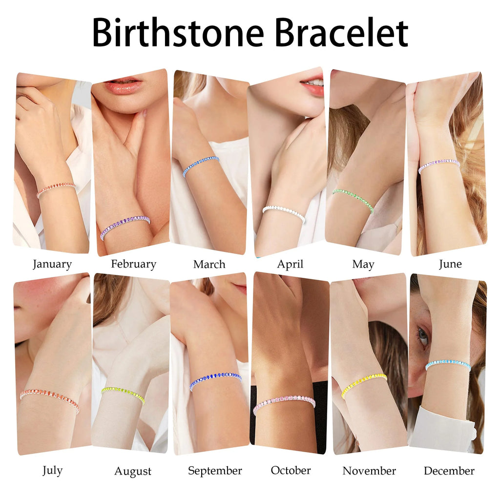 Tennis Bracelets for Women Girls CZ S925 Sterling Silver February Birthstone Bracelets with Purple Amethyst Birthday Valentines Day Jewelry Gifts Teen Her Wife Female Mom Adult Kids Age Ideas