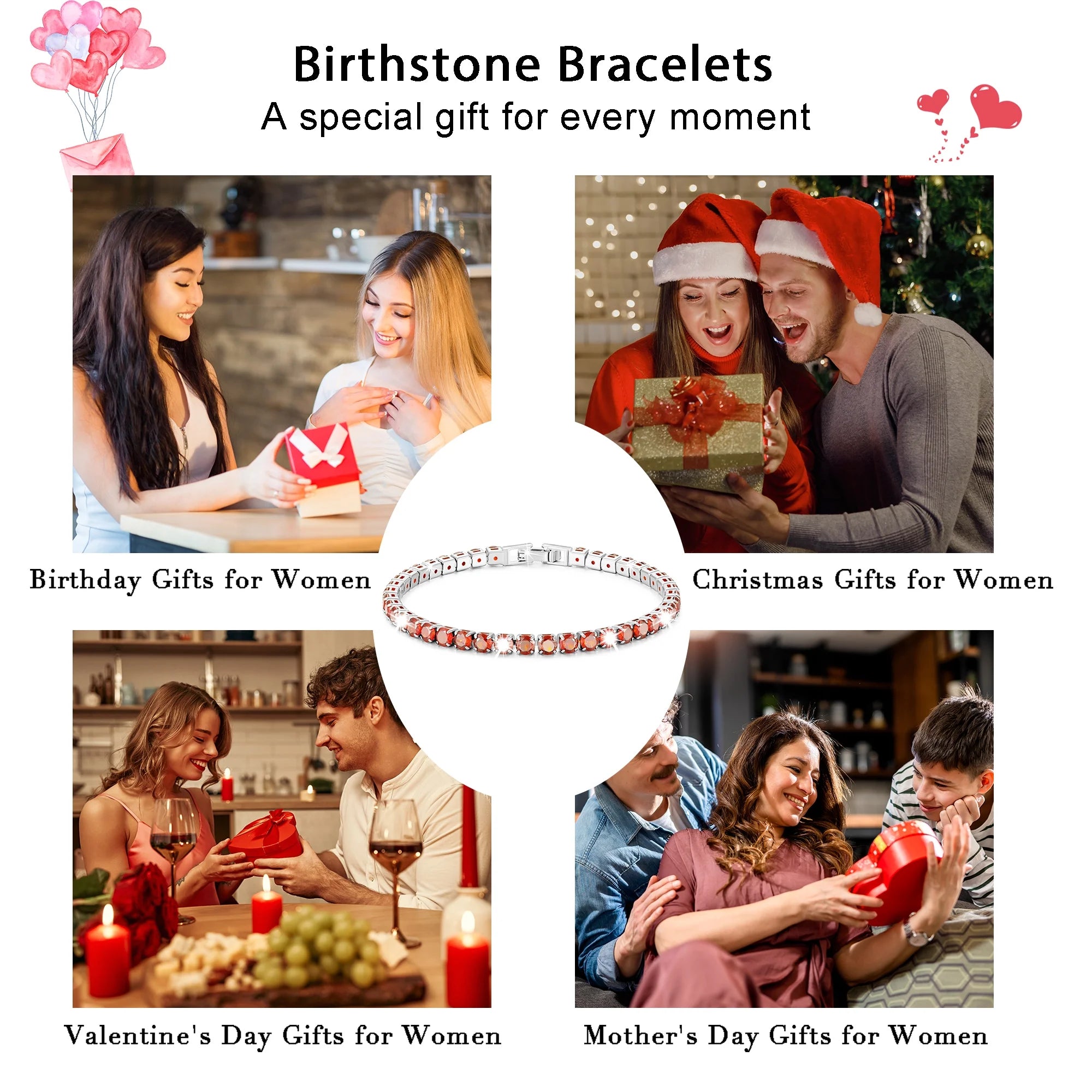 Tennis Bracelets for Women Girls CZ S925 Sterling Silver February Birthstone Bracelets with Purple Amethyst Birthday Valentines Day Jewelry Gifts Teen Her Wife Female Mom Adult Kids Age Ideas