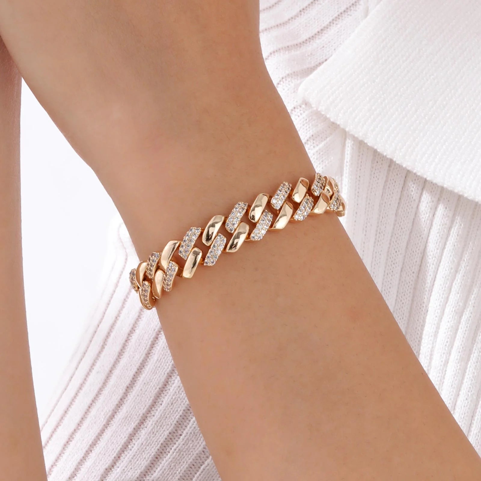 14K Gold Plated Bracelets for Women Cubic Zircon Womens Tennis Bracelet, Non Tarnish Trendy Link Chain Bracelets Jewelry Gifts for Mom Wife Girlfriend, Tennis