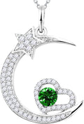 Birthday Gifts for Mom May Birthstones Necklace Emerald Jewelry I Love You to the Moon and Back Moon Shooting Star Jewelry Women Mother Sterling Silver