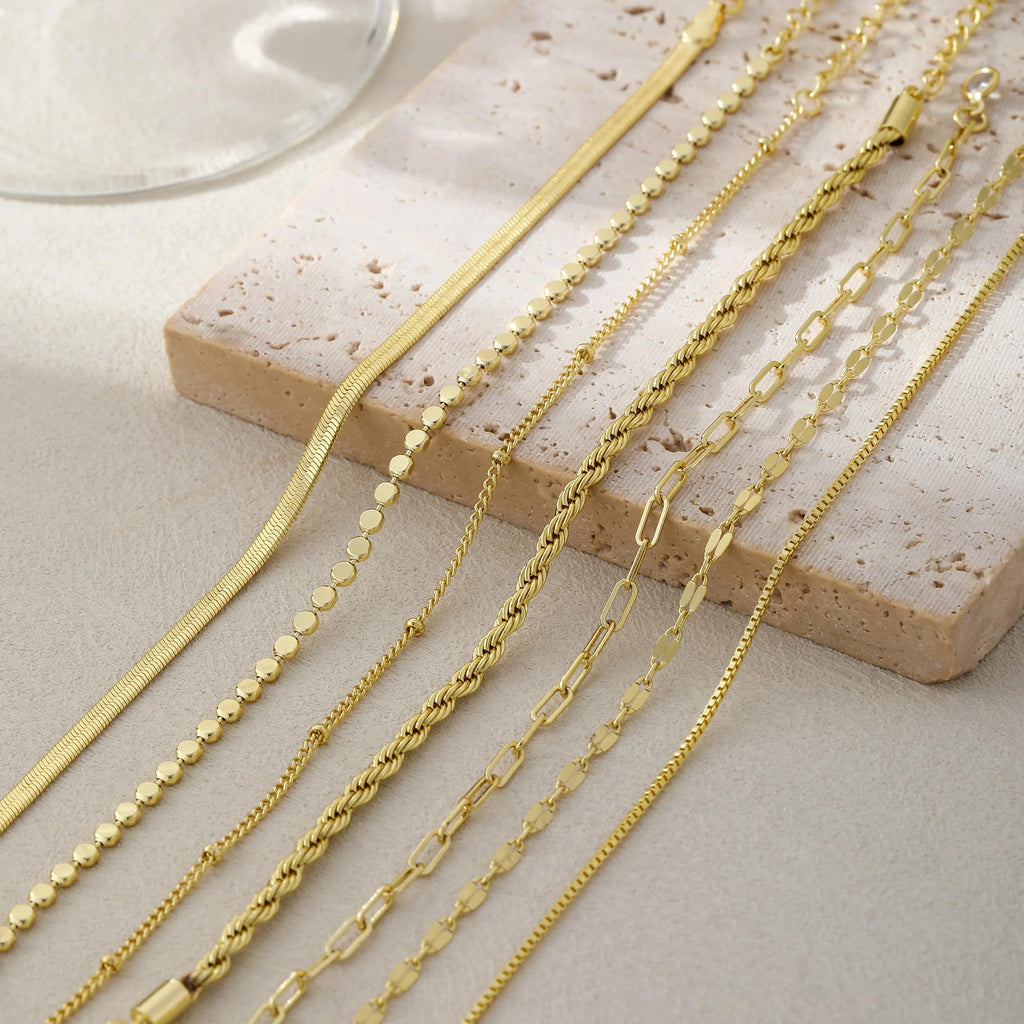 7PCS Gold Plated Bracelets for Women Stack Set Trendy Stackable Non Tarnish Paperclip Chain Bracelets