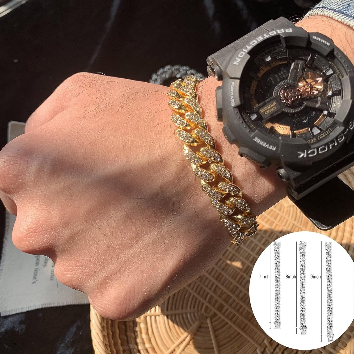 Cuban Link Bracelet for Men Women 13Mm Iced Out Cuban Bracelet 18K Gold Plated CZ Diamond Cuban Link Chain Bling Miami Bangle Hip Hop Bracelet Jewelry for Men Women