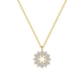 Gold Cute Necklace,Sterling Silver Dainty round CZ Pendant Necklaces for Women