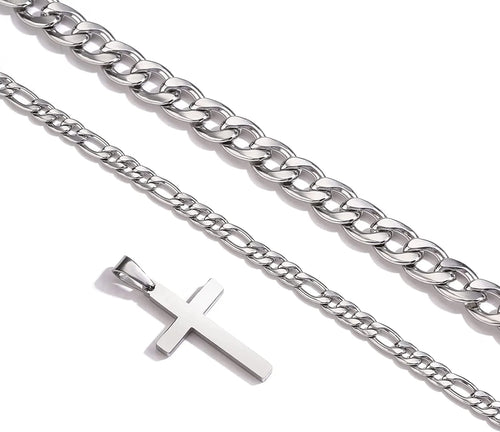 2025 Graduation Gifts for Him Teenages Teen Boyfriend Brother Son Grandson Graduates Silver Cross Necklace Pendant Chain Set Catholic Religious Christian Jewelry Gifts Ideas Age