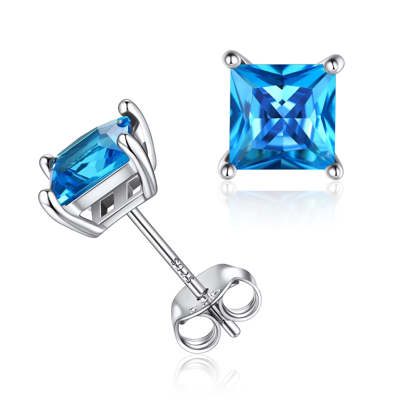 Elegant Women'S 925 Sterling Silver Stud Earrings with Sparkling Zirconia - Hypoallergenic, Screw-Back Design for Everyday & Special Occasions