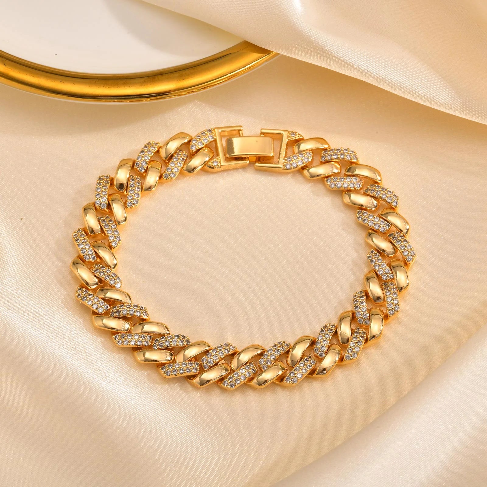 14K Gold Plated Bracelets for Women Cubic Zircon Womens Tennis Bracelet, Non Tarnish Trendy Link Chain Bracelets Jewelry Gifts for Mom Wife Girlfriend, Tennis