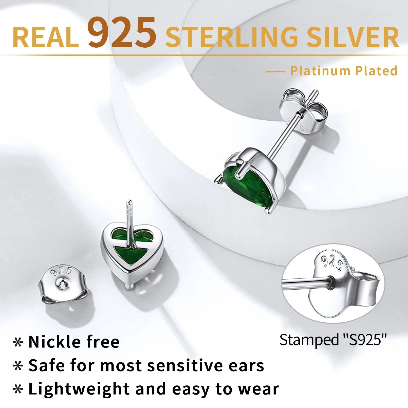 925 Sterling Silver Heart Birthstone Earrings, Synthetic Garnet Studs Cute Gift for Birthday Valentine'S Day, Party & Daily Wear Accessory for Women
