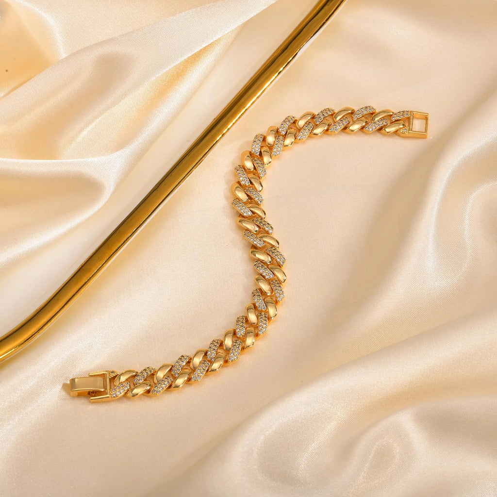 14K Gold Plated Bracelets for Women Cubic Zircon Womens Tennis Bracelet, Non Tarnish Trendy Link Chain Bracelets Jewelry Gifts for Mom Wife Girlfriend, Tennis