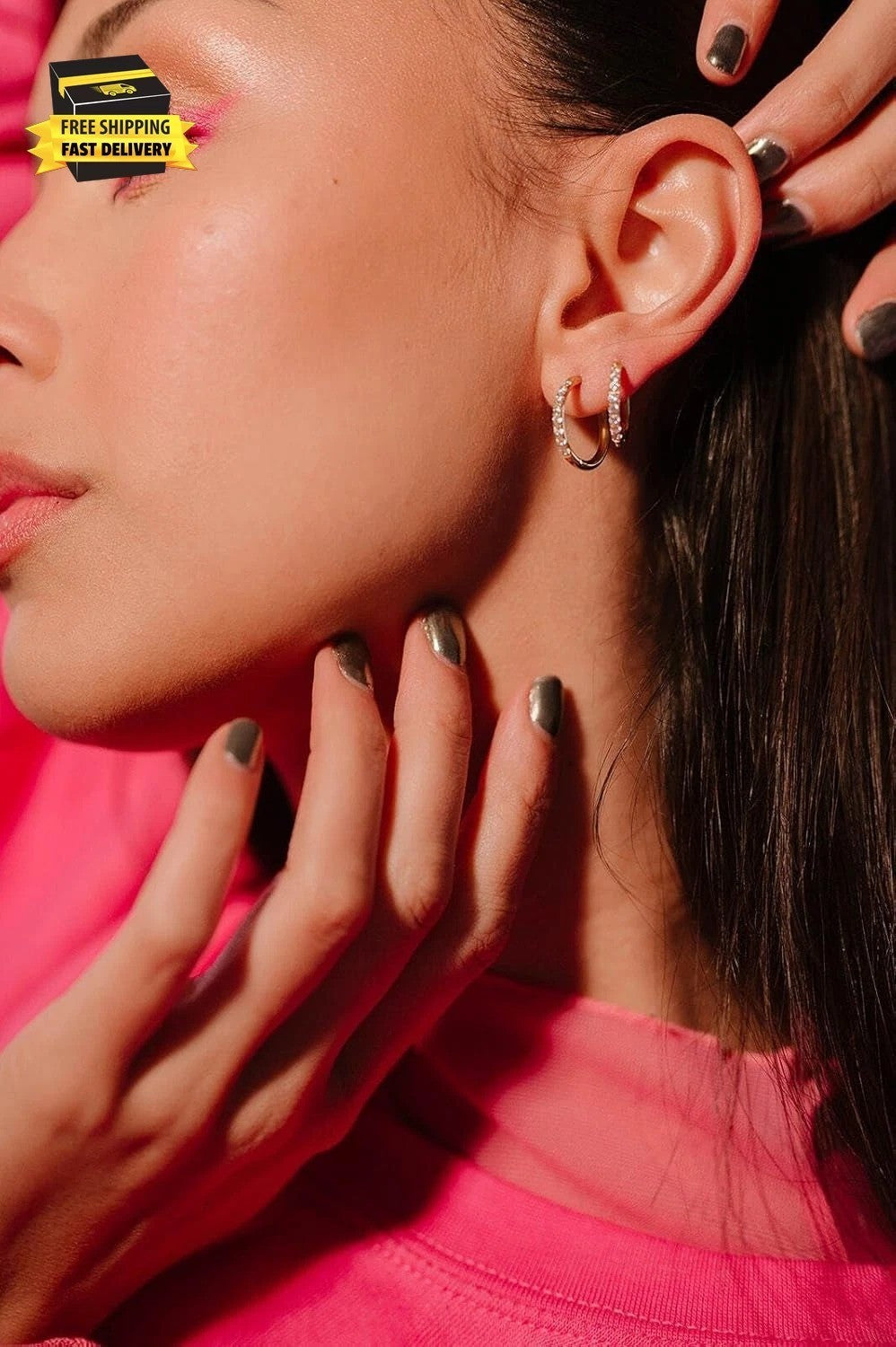 1 Pair Small Hoop Earrings for Women Men,316L Surgical Steel Hinge Huggie Hoop E