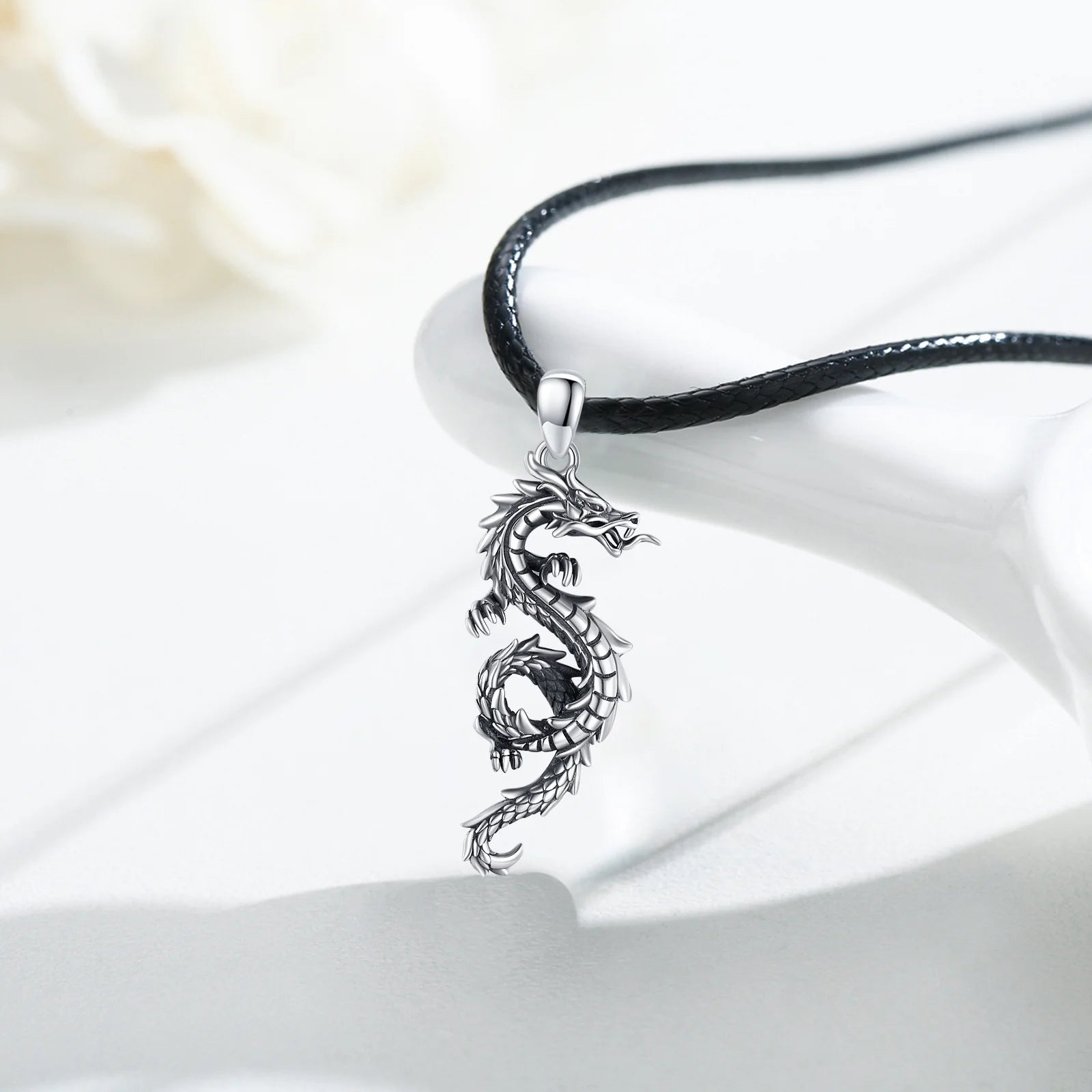 Dragon Necklace for Men 925 Sterling Silver Pendant Necklaces for Son Jewelry Birthday Gift