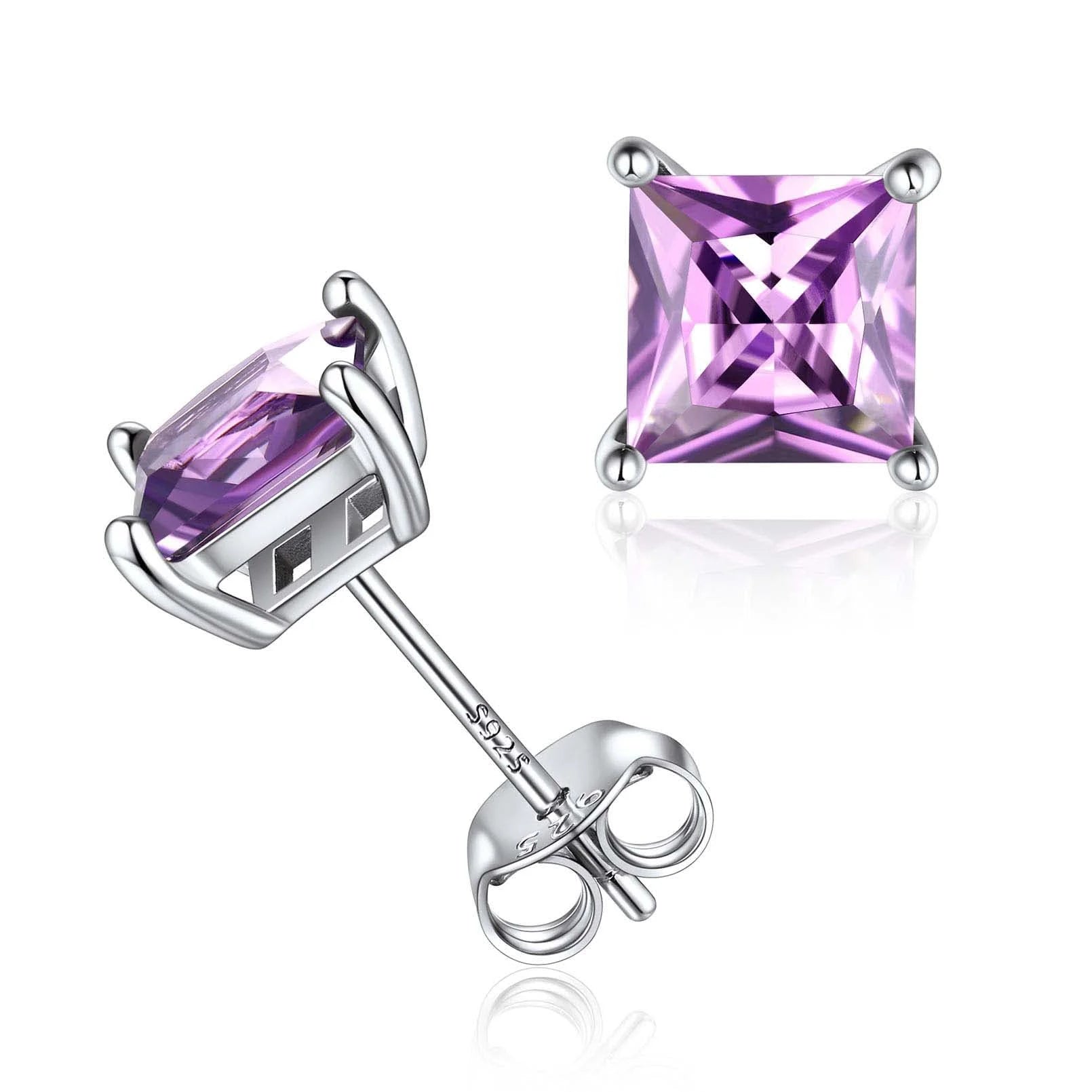 Elegant Women'S 925 Sterling Silver Stud Earrings with Sparkling Zirconia - Hypoallergenic, Screw-Back Design for Everyday & Special Occasions