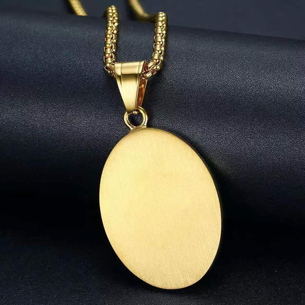 Gold Plated Virgin Mary Necklace Gold Chain Pendant Necklace for Men Women Virgen De Guadalupe Necklace,24In
