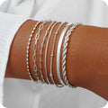 Silver Plated Bracelets for Women Stack Set Trendy Stackable Non Tarnish Paperclip Chain Bracelets for Women