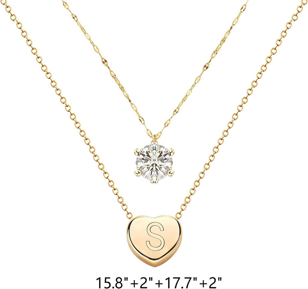Initial Necklaces Heart Necklace Layered Necklaces for Women Gold Necklaces for Women Letter Necklace L Gold
