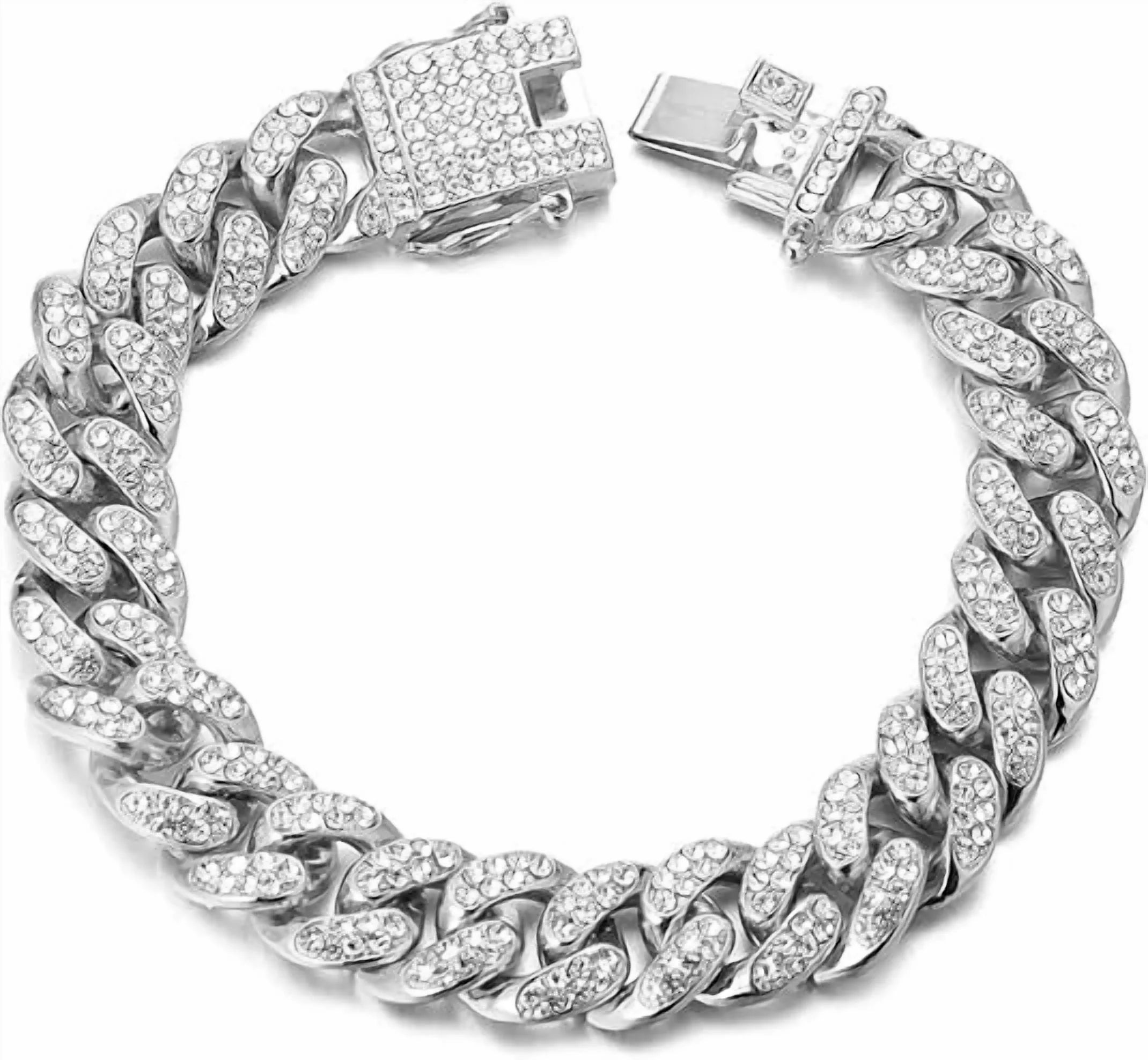 Fashion Diamond Watch for Men Iced Out Wristwatch Band Trim Hip Hop Bracelet Necklace Set