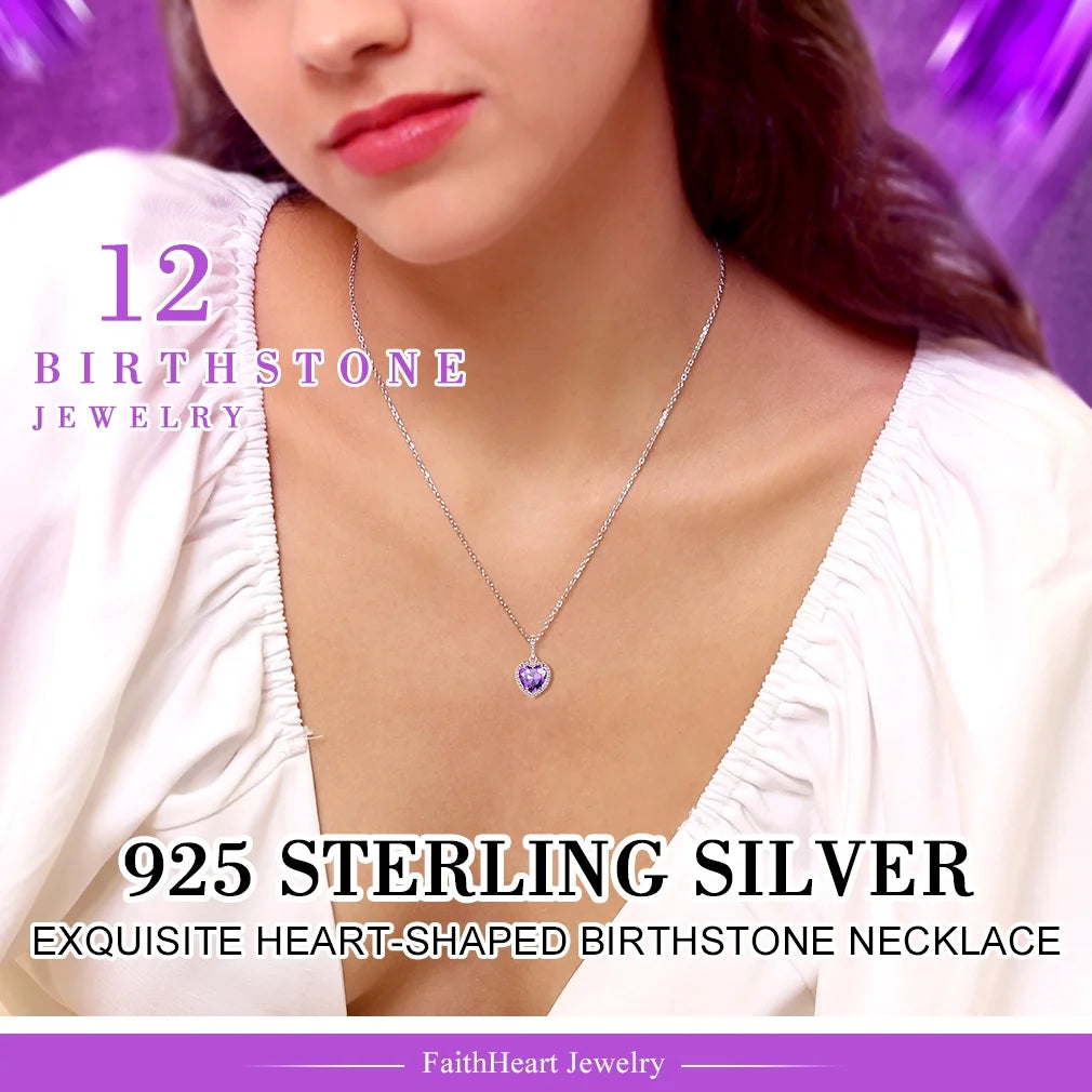 June Birthstone Heart Necklace for Women Sparkling Diamond 925 Sterling Silver Pendant Necklace Birthday Valentine'S Day Jewelry Gift