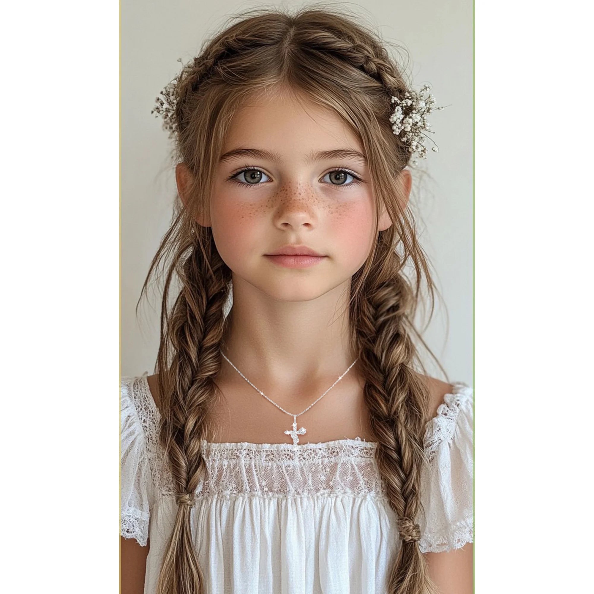 18K White Gold Plated Rose Cross Necklaces for Women Girls S925 Sterling Silver April Birthstone Pendant with Crystal Birthday Valentines Day Jewelry Gifts Teen Her Adults Kids Ideas Age