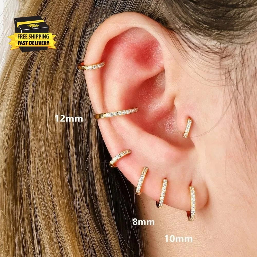 1 Pair Small Hoop Earrings for Women Men,316L Surgical Steel Hinge Huggie Hoop E