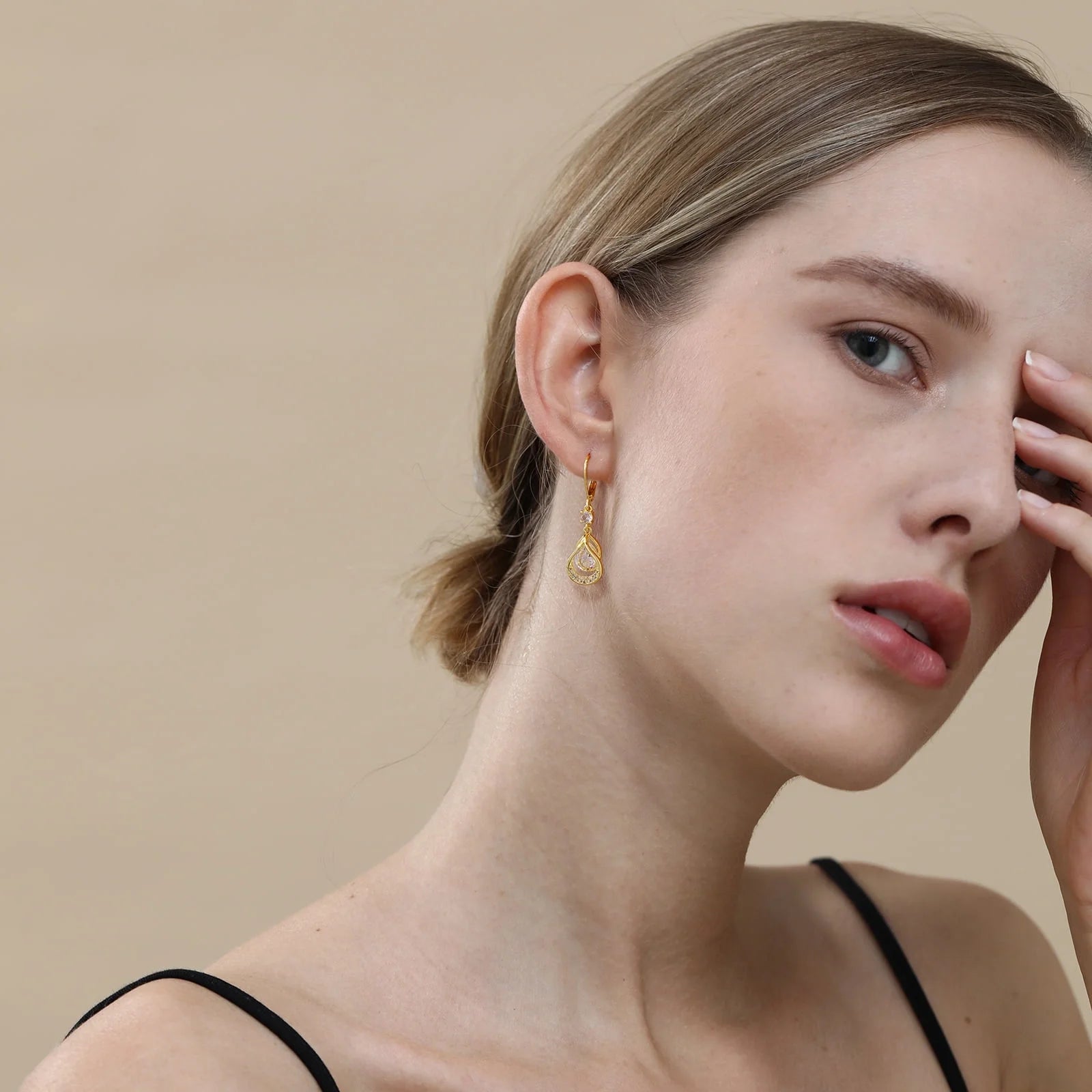 18K Gold Plated Drop Earrings for Women Girls April Birthstone Earrings with CZ Crystal Birthday Valentines Day Jewelry Gifts Teen Her Mom Girlfriend Adults Wife Female Daughter Kids Age Ideas