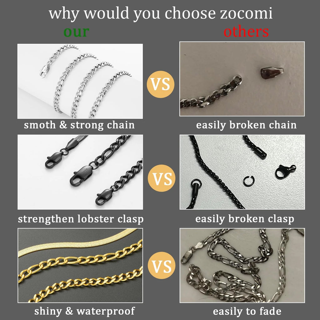 3 Pcs Silver Necklaces for Men Boys Women Stainless Steel Cuban Figaro Herringbone Chains Set Birthday Valentines Day Jewelry Gifts Teen Him Husband Dad Adults Kids Ideas 16/18/20/22/24 Inch