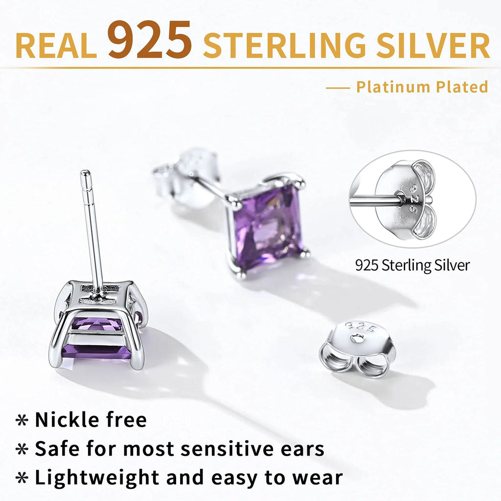 Elegant Women'S 925 Sterling Silver Stud Earrings with Sparkling Zirconia - Hypoallergenic, Screw-Back Design for Everyday & Special Occasions