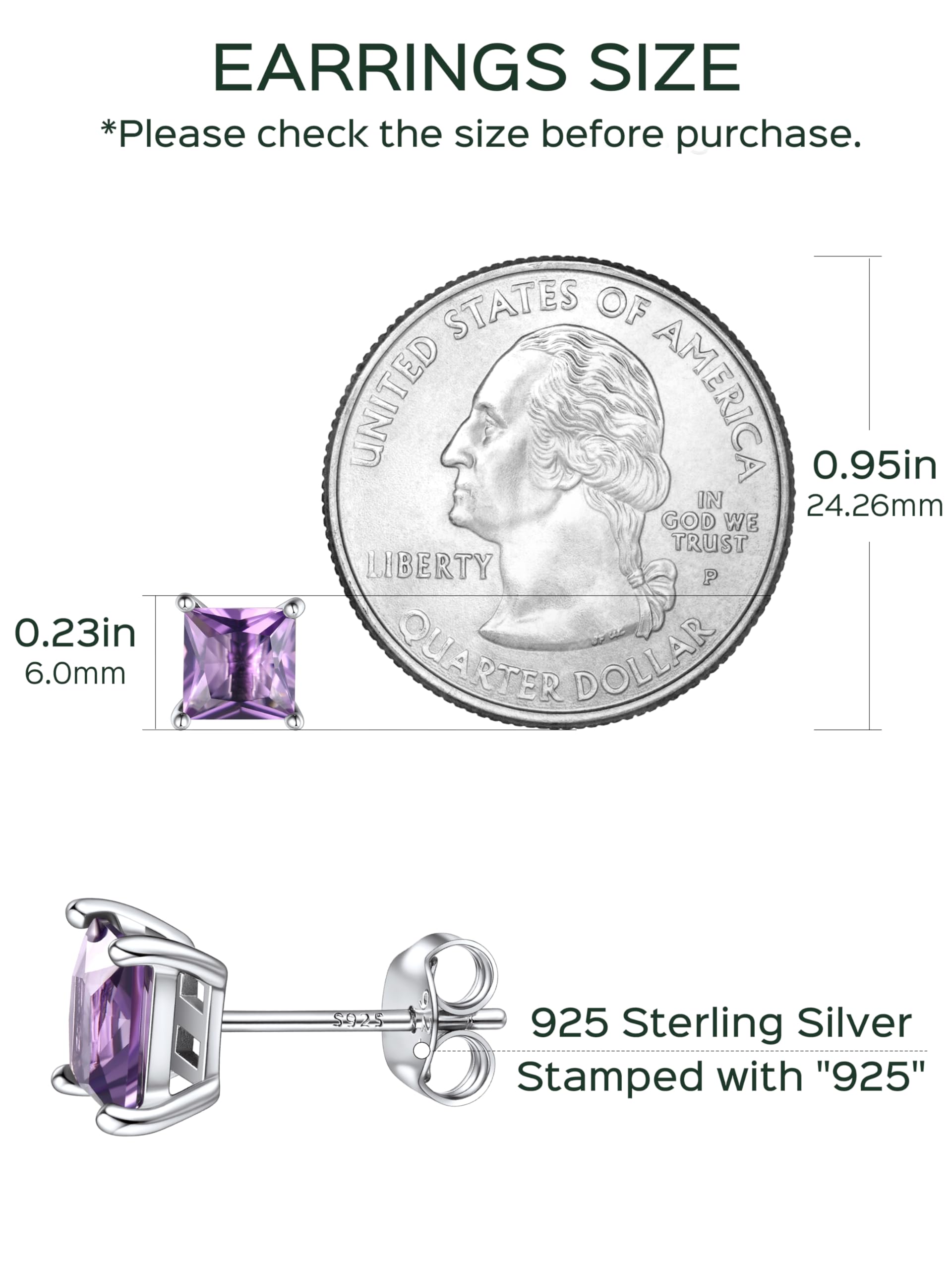 Elegant Women'S 925 Sterling Silver Stud Earrings with Sparkling Zirconia - Hypoallergenic, Screw-Back Design for Everyday & Special Occasions