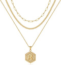 MOOHAM Layered Initial Necklaces - 14K Real Gold Plated Layered Necklace Initial Necklace Paperclip Chain for Women