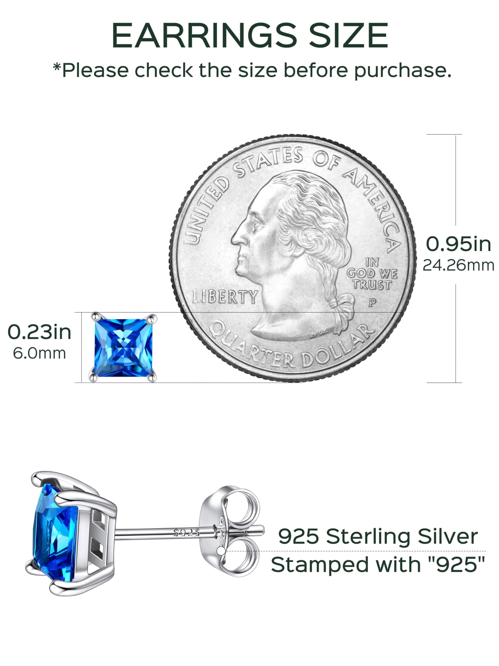 Elegant Women'S 925 Sterling Silver Stud Earrings with Sparkling Zirconia - Hypoallergenic, Screw-Back Design for Everyday & Special Occasions