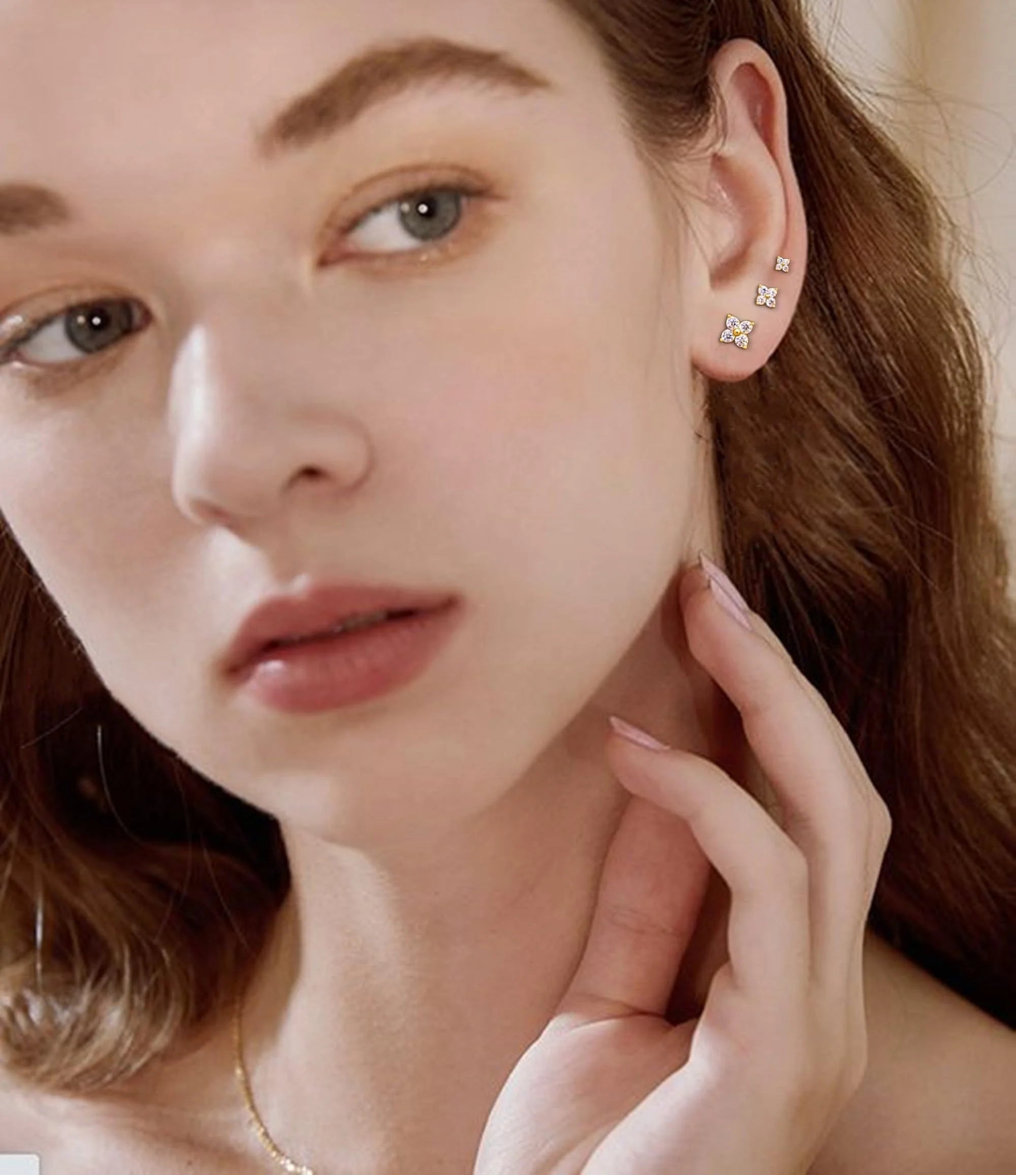 3 Pairs 18K Gold Plated Flower Stud Earrings for Women Hypoallergenic Post Earring Sets Birthday Valentines Day Jewelry Gifts Teen Girlfriend Wife Her Female Tween Daughter Adults Age Ideas