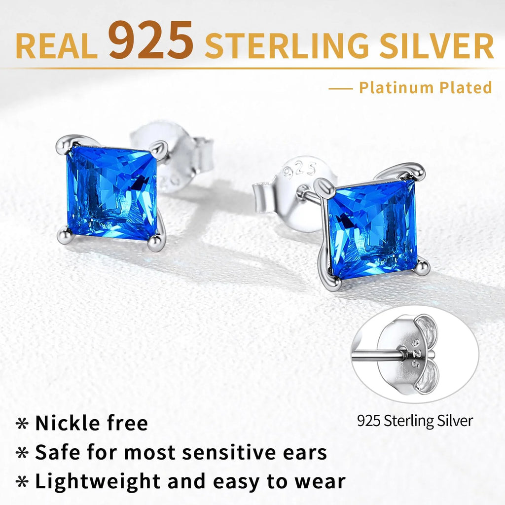 Elegant Women'S 925 Sterling Silver Stud Earrings with Sparkling Zirconia - Hypoallergenic, Screw-Back Design for Everyday & Special Occasions
