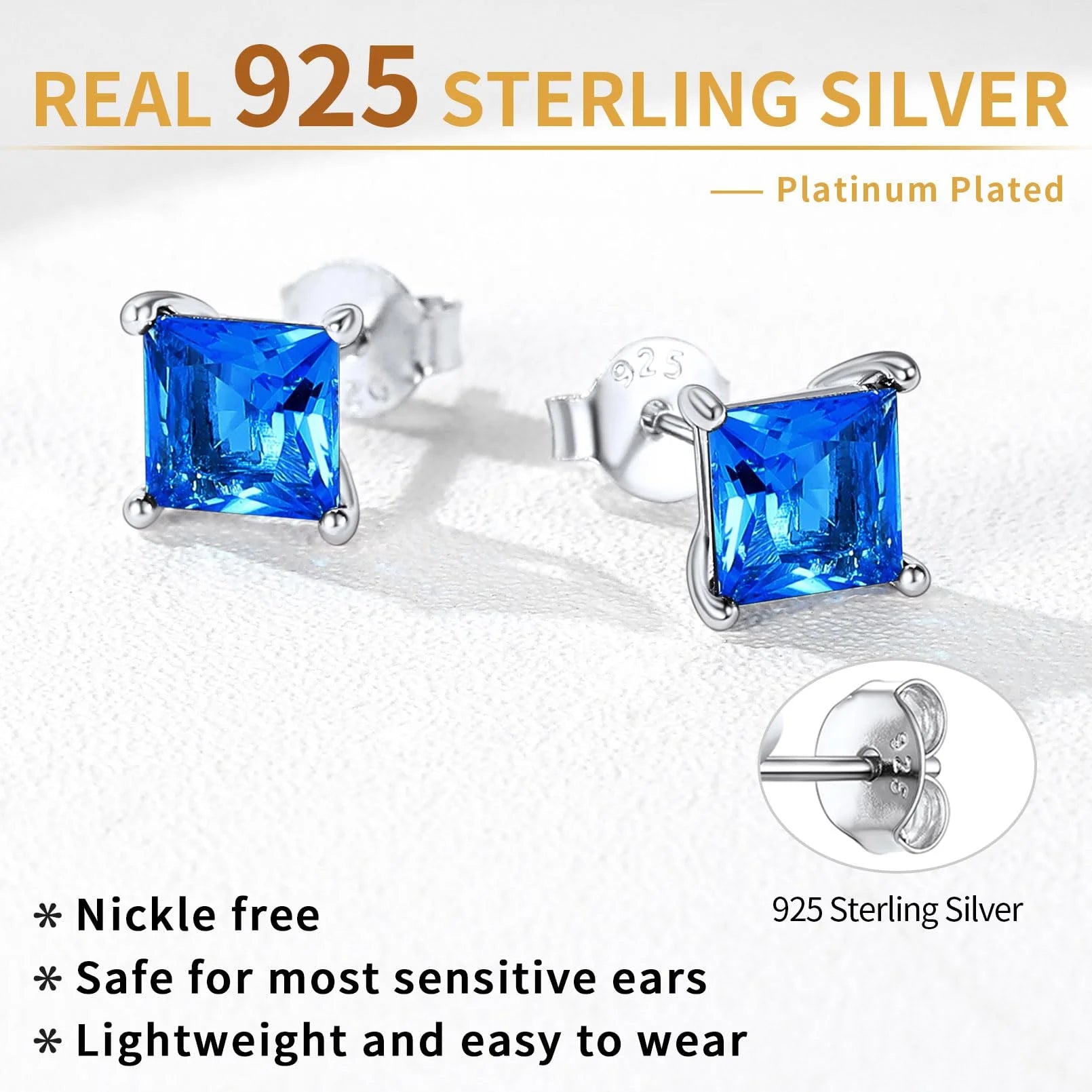 Elegant Women'S 925 Sterling Silver Stud Earrings with Sparkling Zirconia - Hypoallergenic, Screw-Back Design for Everyday & Special Occasions