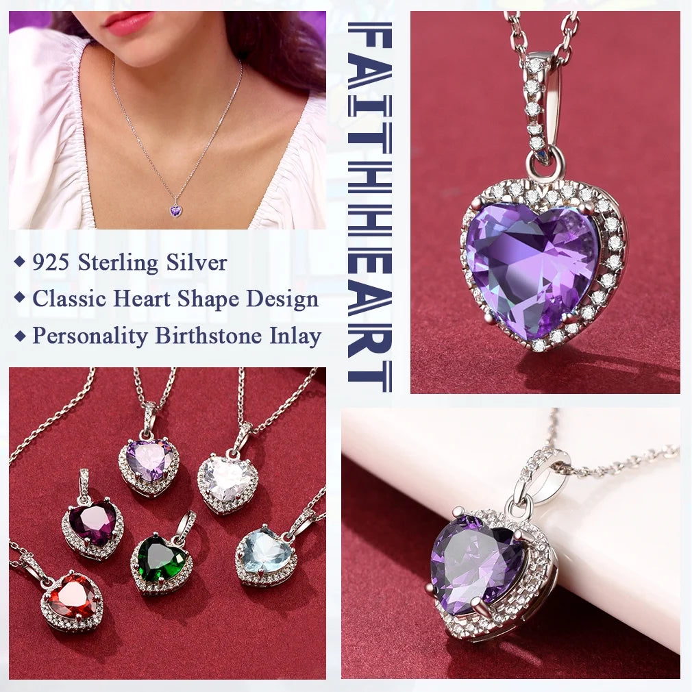 June Birthstone Heart Necklace for Women Sparkling Diamond 925 Sterling Silver Pendant Necklace Birthday Valentine'S Day Jewelry Gift