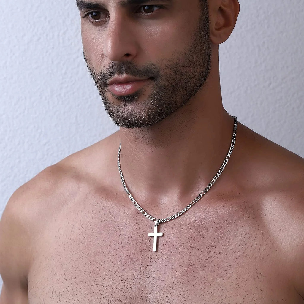 2025 Graduation Gifts for Him Teenages Teen Boyfriend Brother Son Grandson Graduates Silver Cross Necklace Pendant Chain Set Catholic Religious Christian Jewelry Gifts Ideas Age