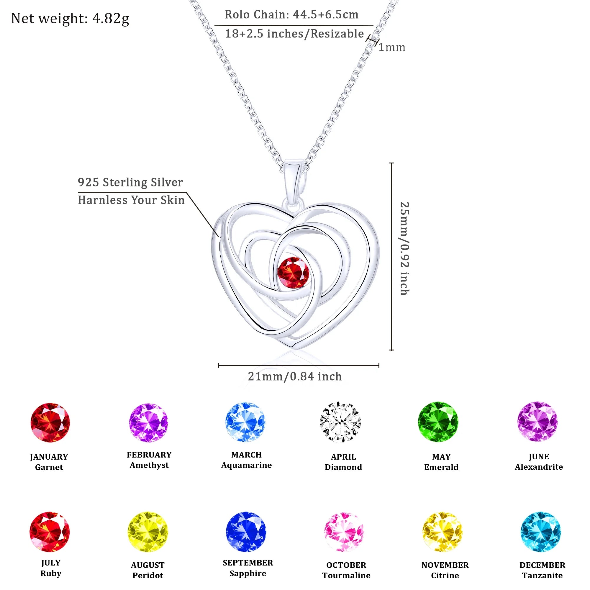 18K White Gold Plated Love Heart Necklaces for Women Girls CZ S925 Sterling Silver January Birthstone Necklace with Red Garnet Birthday Valentines Day Jewelry Gifts Teen Her Adult Kids Ideas