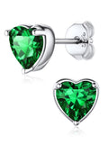 925 Sterling Silver Heart Birthstone Earrings, Synthetic Garnet Studs Cute Gift for Birthday Valentine'S Day, Party & Daily Wear Accessory for Women
