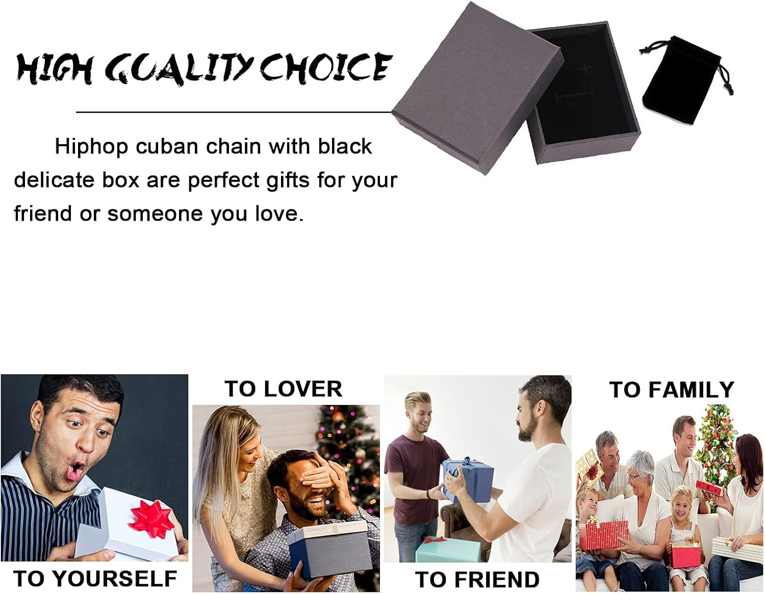 Mens Cuban Link Chain Iced Out Silver Miami Cuban Necklace Bling Diamond Chain Hip Hop Jewelry with Gift Box for Women