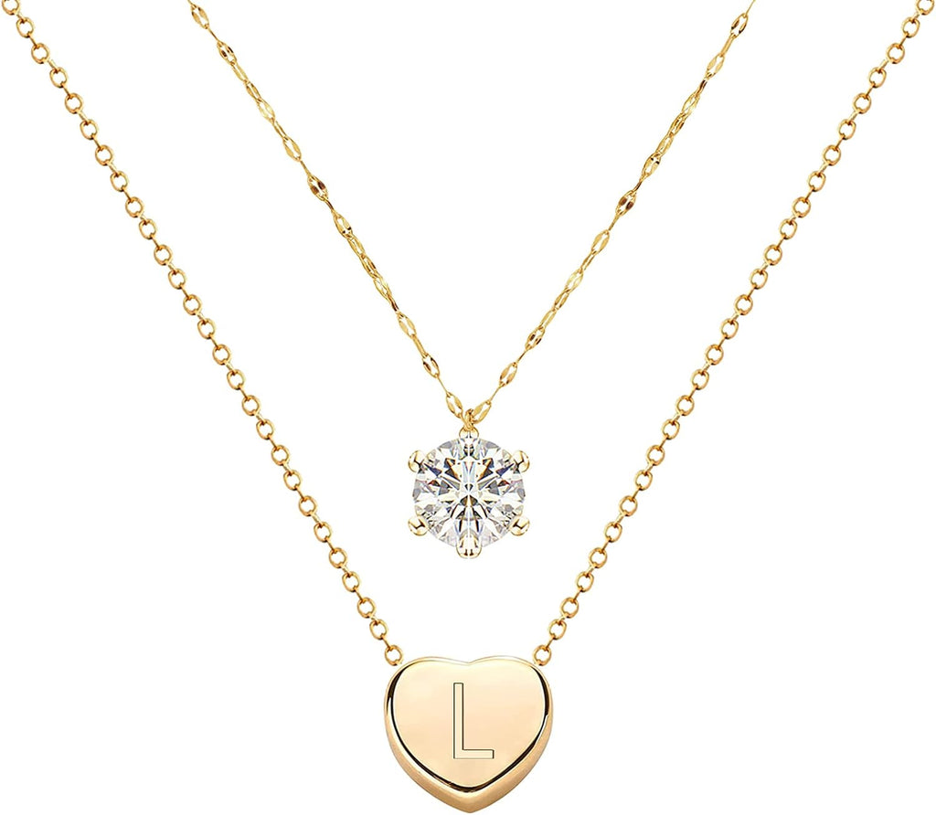 Initial Necklaces Heart Necklace Layered Necklaces for Women Gold Necklaces for Women Letter Necklace L Gold