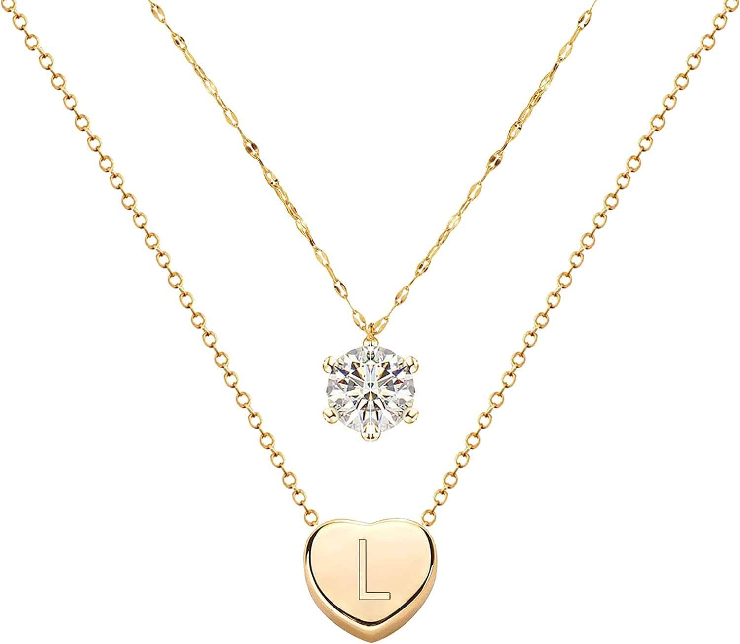 Initial Necklaces Heart Necklace Layered Necklaces for Women Gold Necklaces for Women Letter Necklace L Gold