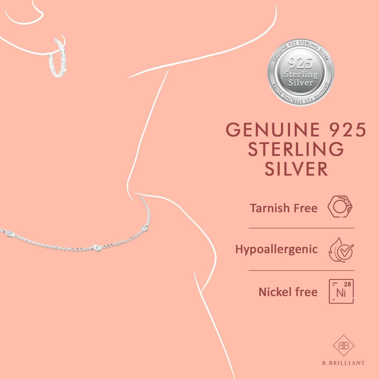 Sterling Silver Love Knot Necklace for Women, Necklace, Genuine or Synthetic Gemstone Birthstone Pendant