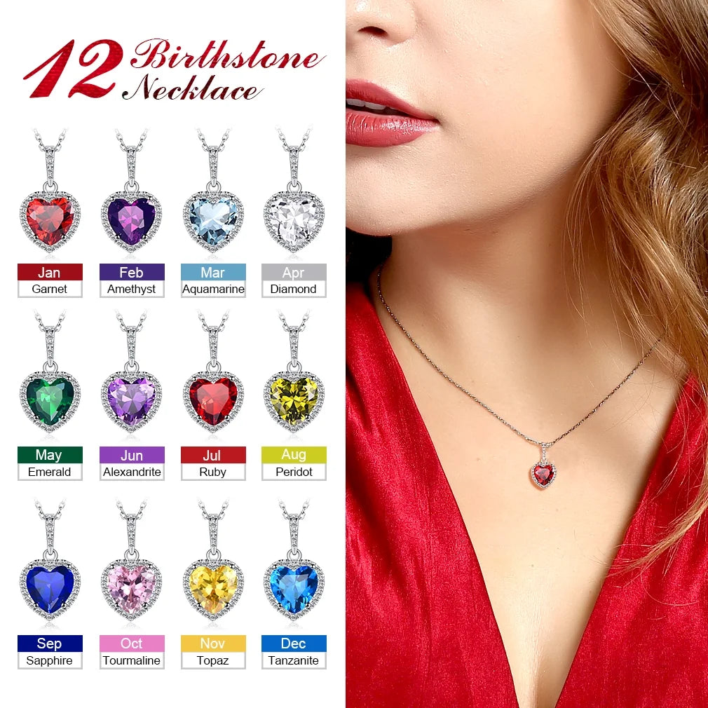 June Birthstone Heart Necklace for Women Sparkling Diamond 925 Sterling Silver Pendant Necklace Birthday Valentine'S Day Jewelry Gift
