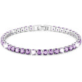 Tennis Bracelets for Women Girls CZ S925 Sterling Silver February Birthstone Bracelets with Purple Amethyst Birthday Valentines Day Jewelry Gifts Teen Her Wife Female Mom Adult Kids Age Ideas