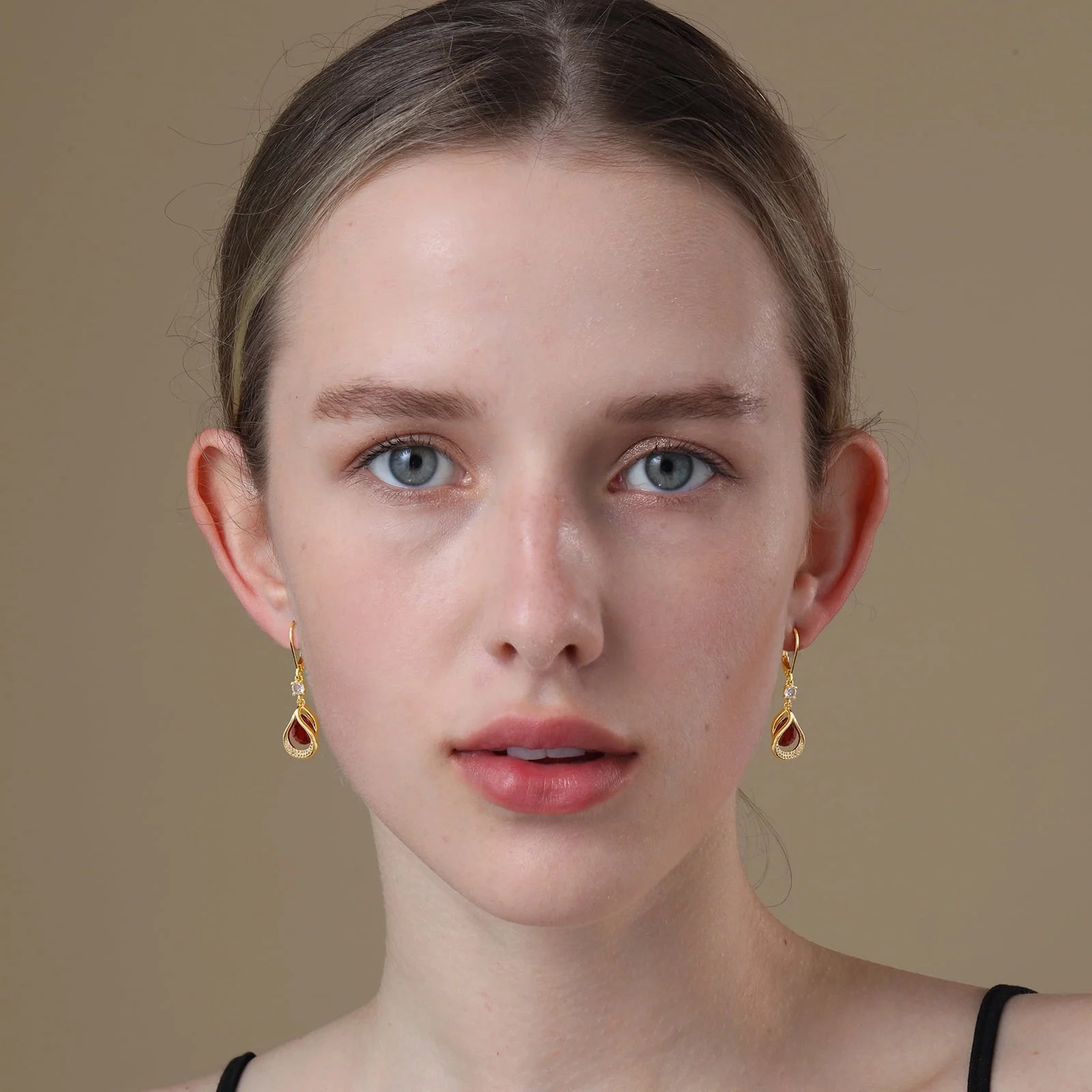 18K Gold Plated Drop Earrings for Women Girls Hypoallergenic January Birthstone Earrings with Red Garnet Birthday Valentines Day Jewelry Gifts Teen Her Mom Girlfriend Adults Wife Kids Age Ideas