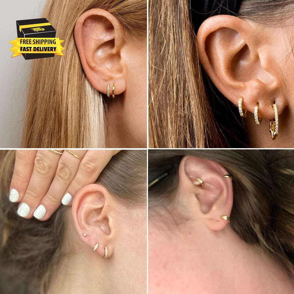 1 Pair Small Hoop Earrings for Women Men,316L Surgical Steel Hinge Huggie Hoop E