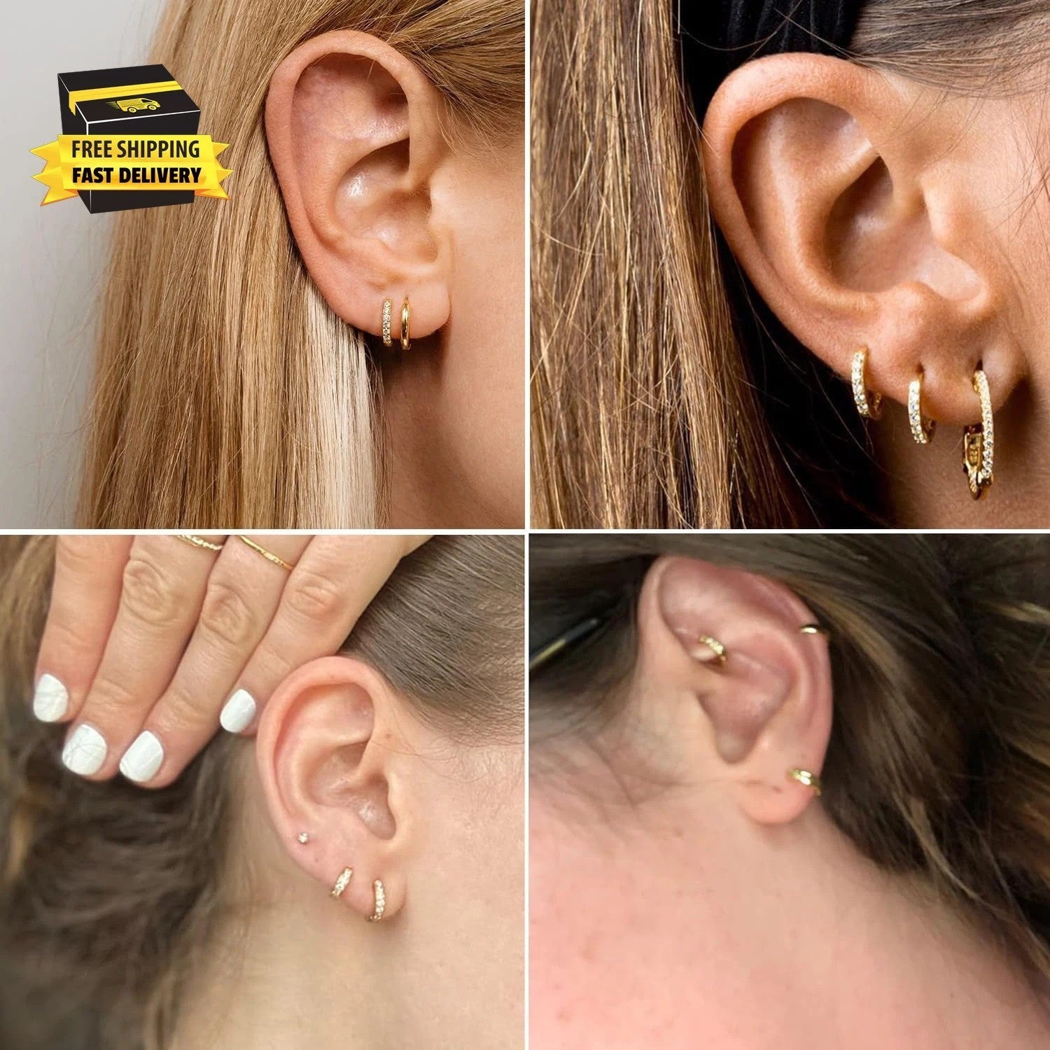 1 Pair Small Hoop Earrings for Women Men,316L Surgical Steel Hinge Huggie Hoop E