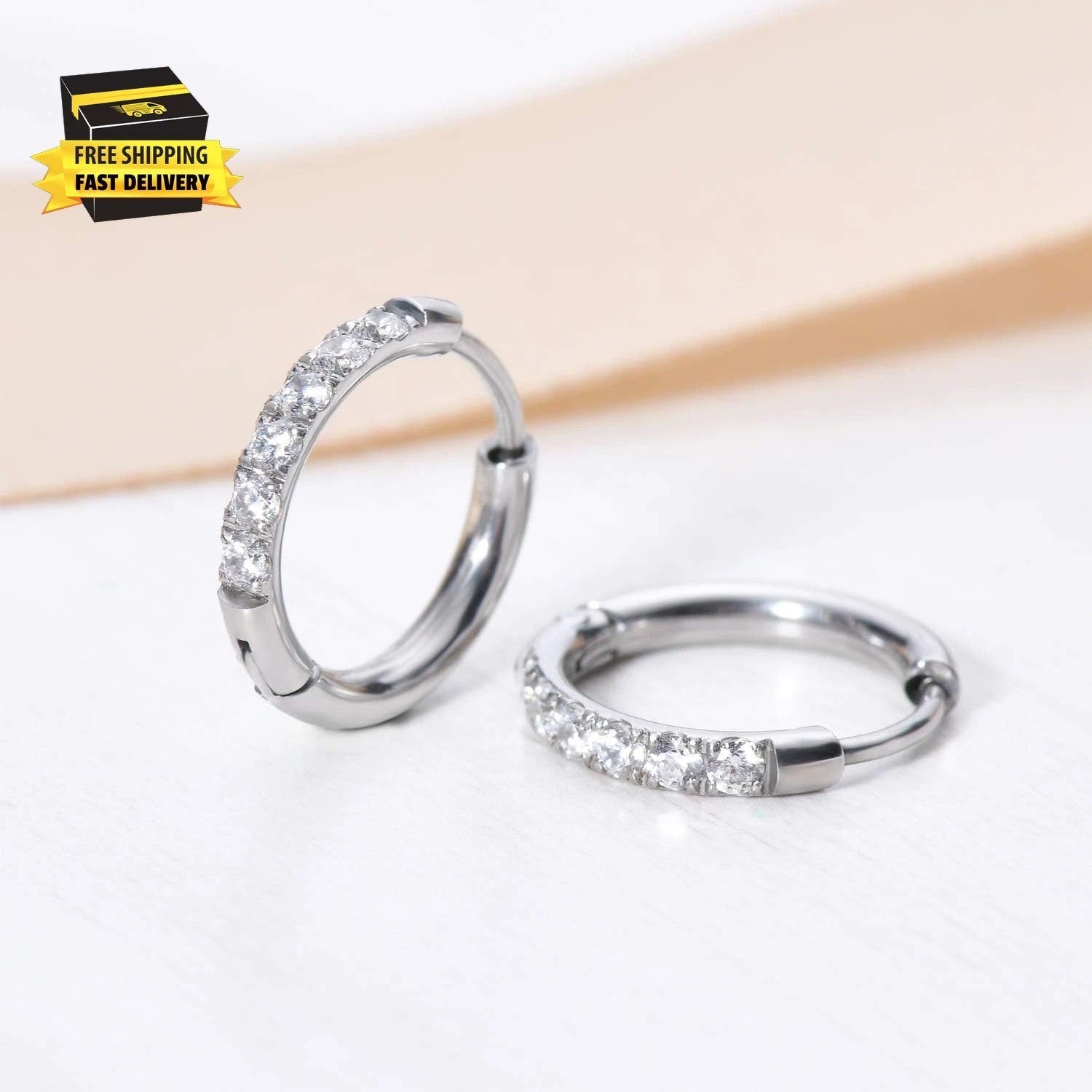 1 Pair Small Hoop Earrings for Women Men,316L Surgical Steel Hinge Huggie Hoop E