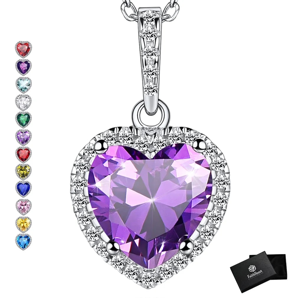 June Birthstone Heart Necklace for Women Sparkling Diamond 925 Sterling Silver Pendant Necklace Birthday Valentine'S Day Jewelry Gift