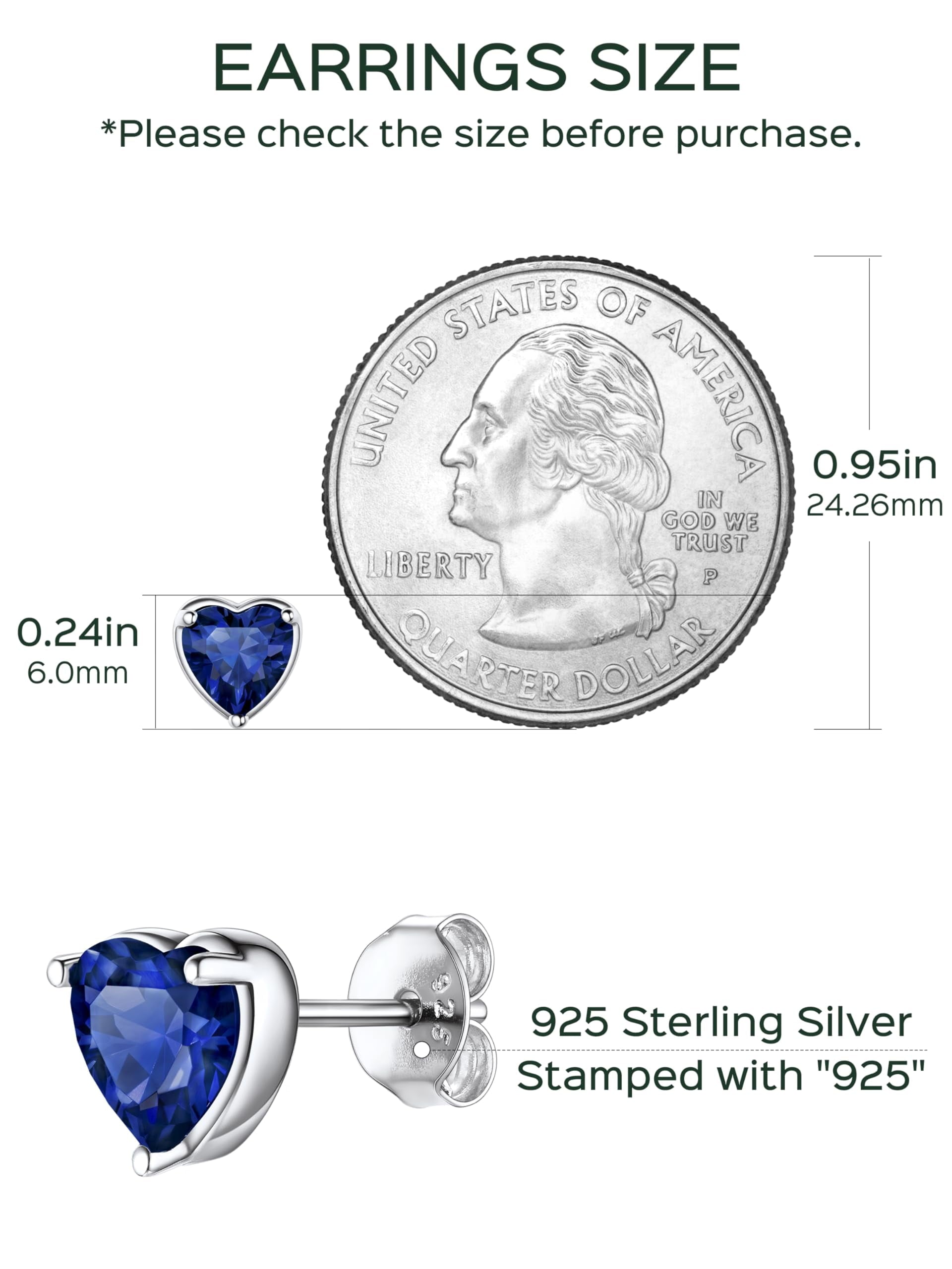 925 Sterling Silver Heart Birthstone Earrings, Synthetic Garnet Studs Cute Gift for Birthday Valentine'S Day, Party & Daily Wear Accessory for Women