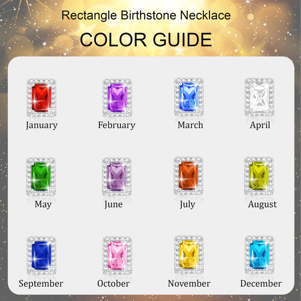 Rectangle Necklaces for Women Girls CZ S925 Sterling Silver March Birthstone Pendant with Blue Aquamarine Birthday Valentines Day Jewelry Gifts Teen Her Mom Adults Wife Girlfriend Kids Ideas